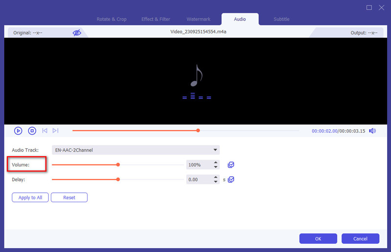 Adjust M4A Audio Volume