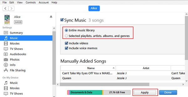 Apply Sync Music