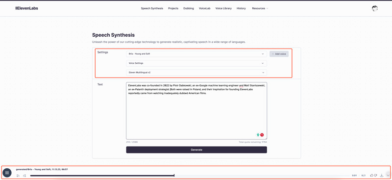 ElevenLabs Convert Text to Audio