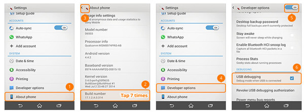 Enable USB Debug Mode on SONY Phone