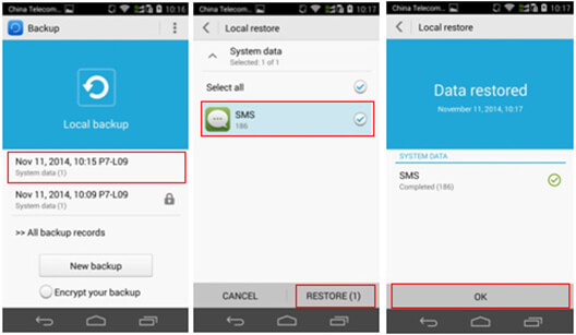 Restore Huawei Backup