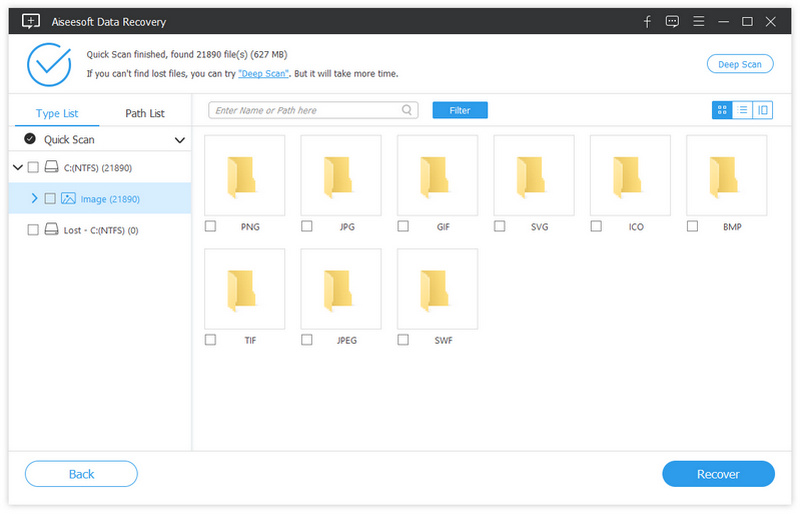 Scan data on the chosen disk drive