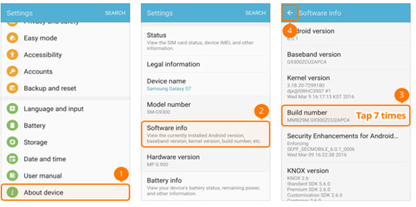 USB Debug Mode on Samsung Galaxy S5/S6/S7