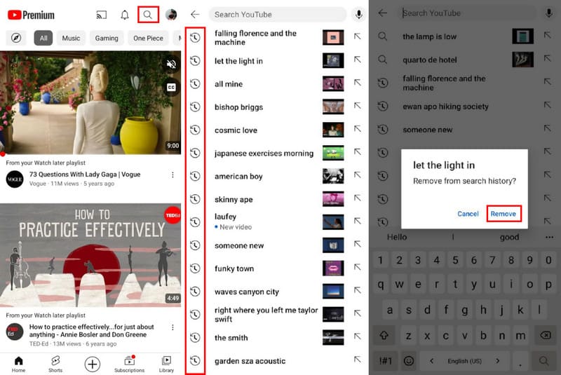 Remove Search History YouTube