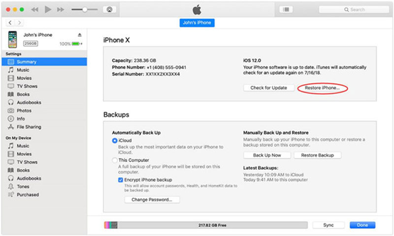 Restore iphone Via itunes