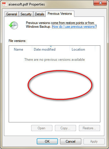 Restore PDF from Previous Version