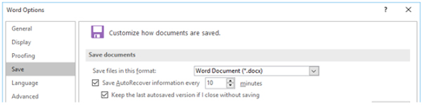 Save Settings in Word