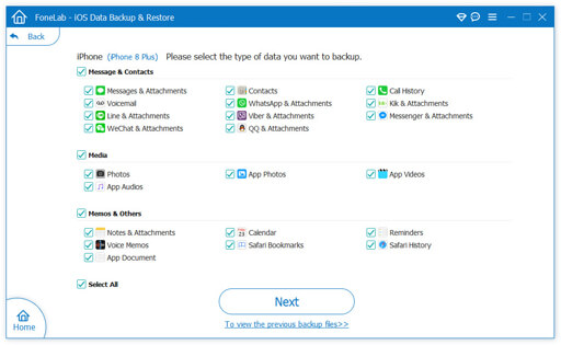 Select Data Backup