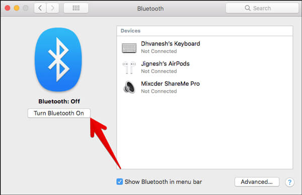 Turn on Bluetooth