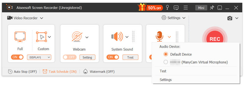 Audio Recorder Microphone Audio Options